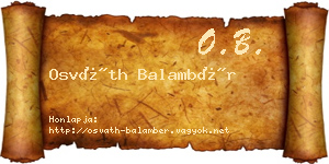 Osváth Balambér névjegykártya